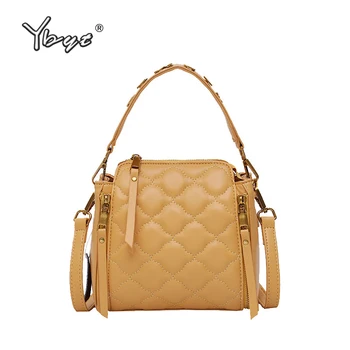 

YBYT new fashion women bucket bag diamond lattice luxury handbags simple women shoulder crossbody messenger bag PU leather totes