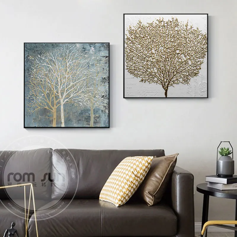 Fantastics White and Brown Trees with Many Branches Wall Art Oil Painting Fashion Canvas Pictures for Living Room Deco | Дом и сад