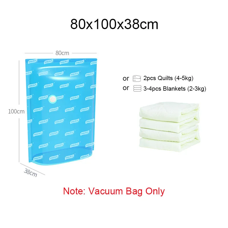 SNOMEL Vacuum Storage Bags No Pump Needed, Vacuum Seal Blanket Storage, Reusable Travel Space Compression Bags for Clothes Pillows Comforters Packing (2