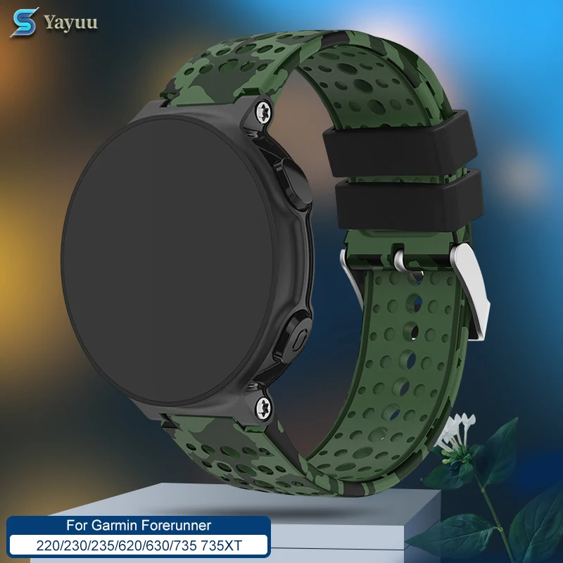 Yayuu Soft Silicone Watch Strap For Garmin Forerunner 2 230 235 6 630 735 735xt 22mm Camouflage Watch Bands Wristband Smart Accessories Aliexpress