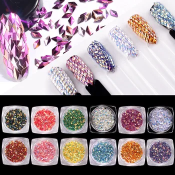 

CHNRMJL 12Colors/set Rhombus Nail Art Sequins Tips DIY 3D UV Gel Diamond Mermaid Glitter Paillette Flakes Nails Decorations Tool