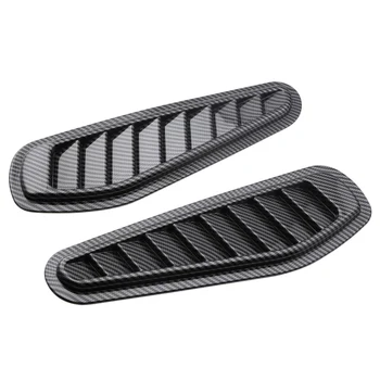 

1Pair Of Carbon Fiber Look ABS Universal Car Hood Vent Louver Panel Trims