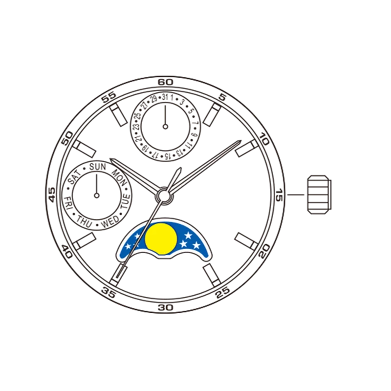 Часы Аксессуары для перемещения Япония 6P21 Движение пять pin 9-12 секунд фазовое движение без батареи