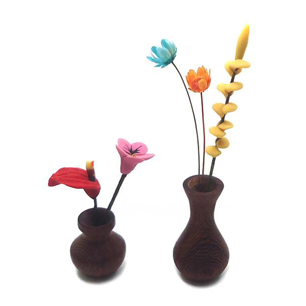 1/12 Dolls House Miniature Red Vase Filigree Ornament Stand Table Decor Model