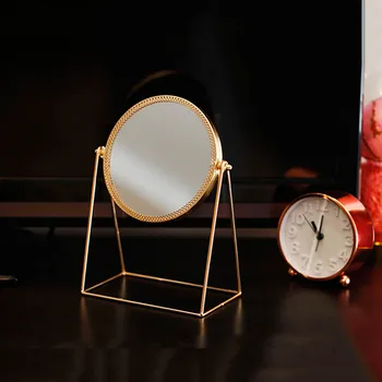 

Metal Decorative Mirror Lady Desktop Makeup Mirror Round Square luxury European gold makeup Princess mirror Accessories