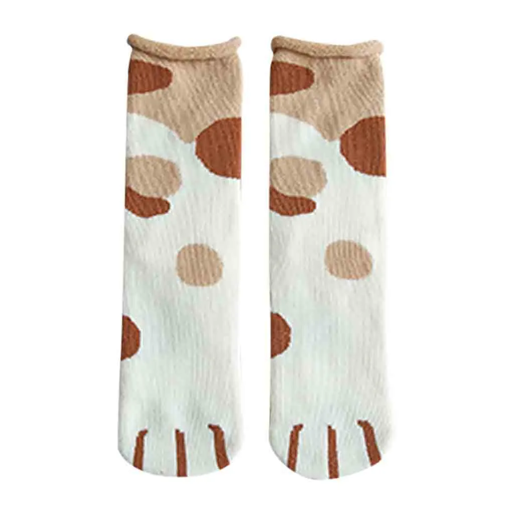Симпатичная кошачья лапа, детские носки, коралловые уплотненные пушистые мягкие повседневные хлопковые смешанные зимние теплые носки средней длины, носки для детей - Цвет: I