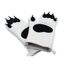 Бытовые Силиконовые противообжимные перчатки в форме медвежьей лапы, кухонные перчатки для духовки, уникальный инструмент для выпечки Белого и коричневого цветов