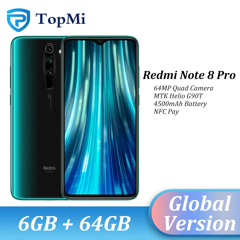 В наличии глобальная версия Xiaomi Redmi Note 8 Pro 6 ГБ 64 Гб Смартфон 64MP Quad Camera 53 &quotэкран MTK