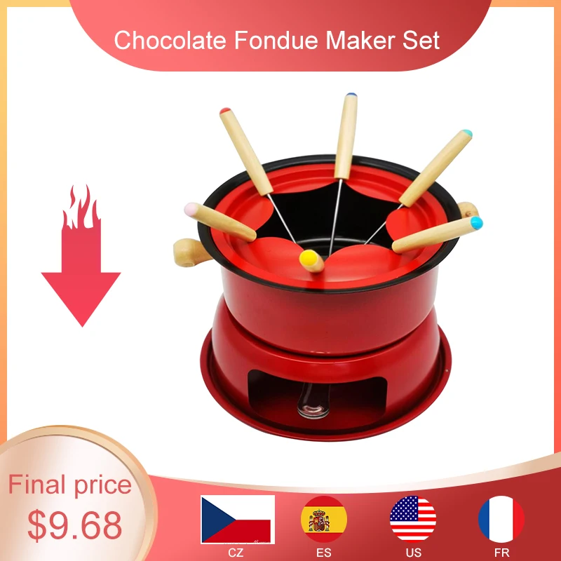 Set multifuncional de acero al carbono para hacer Fondue de Chocolate, Chocolate, queso, olla