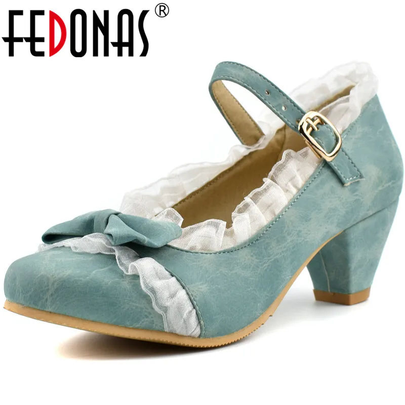 

FEDONAS Sweet Women Round Toe Night Club Slip On Pumps Spring Summer Butterfly Knot Shoes Slip On Vintage Shoes Woman