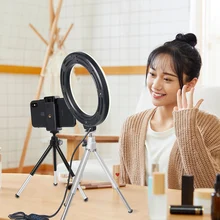 Photography LED Selfie Ring Light Dimmable Camera Phone 6inch/16cm Ring Lamp With Table Tripods For Makeup Video Live Studio