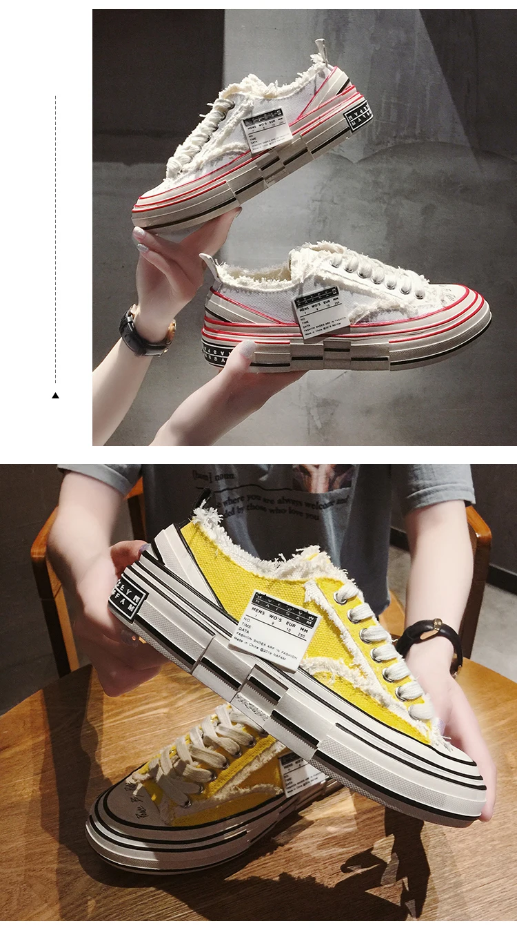 Trend Canvas Shoes Female Sponge Cake Thick-soled vulcanized Shoes Net red with Casual Retro Shoes Student Sports Shoes