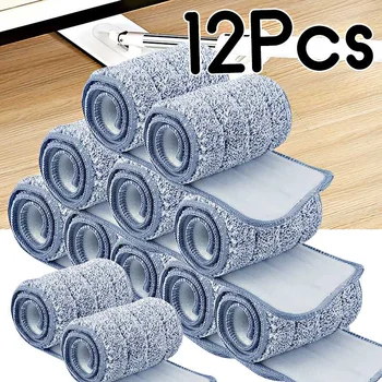 

6/12 PCS Microfiber Mop Cloth Kitchen Floor Cleaning for 12X33cm Flat Squeeze Mop Replacement Mop Pads Household Tools