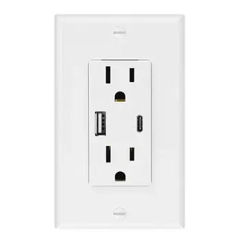 

US Standard Wall Socket USB Type A Type C Charge Power Adapter High Speed Duplex Outlets 15A 125V