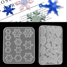 1pcs Christmas Snowflakes Epoxy Resin Molds Silicones Christmas Gift Resin Epoxy Molds For DIY Jewelry Making Findings Supplies