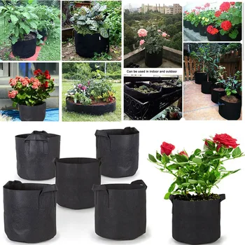 

Black 3/5/7/10 Gallon Seedling Grow Bags Pot Home Garden Tools Vegetable Flower Potato Growing Pots 5pcs/lot