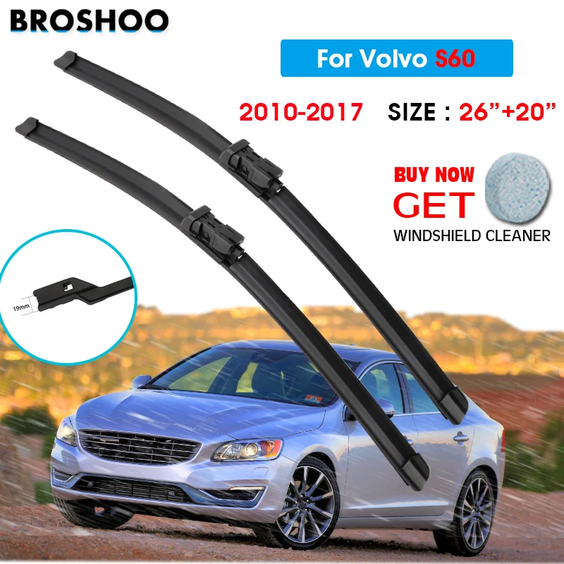 

Car Wiper Blade For Volvo S60 26"+20" 2010-2017 Auto Windscreen Windshield Wipers Blades Window Wash Fit Push Button Arm