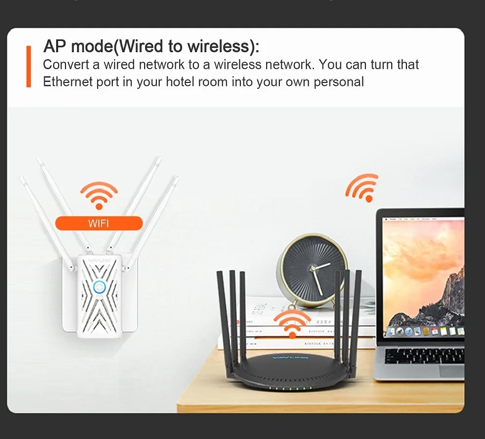 1200Mbps Repater Mở Rộng Kép Tăng Tín Hiệu WiFi 2.4G & 5G Tầm Xa Lặp Tín Hiệu 4 × 5 Dbi Anten Điểm Truy Cập wifi router