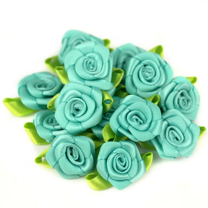Tiffany 50 шт./лот 2 см искусственный шелк мини-розовый цветок головы сделать атласная лента ручная работа, сделай сам, Ремесло Скрапбукинг для свадебного украшения - Цвет: Tiffany