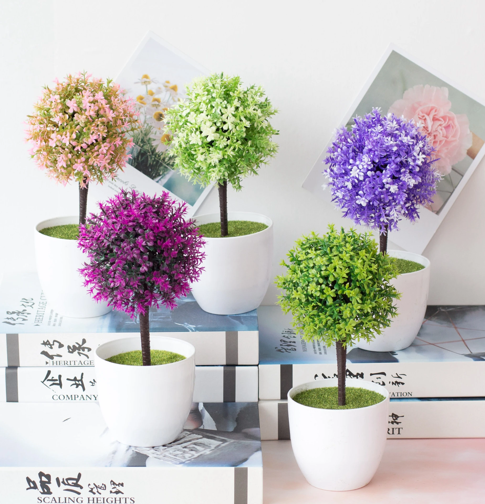 Artificial Bonsai Fake Plant Flower With Pot Home Garden Desktop Wedding Decor