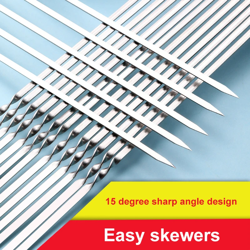 Details about   50PCS Reusable Stainless Steel Barbecue Skewers BBQ Needle Stick For BBQ Tools 