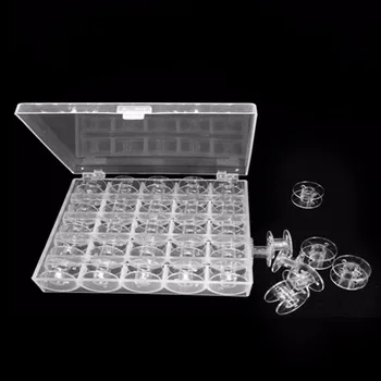 

Transparent Clear Storage Empty Box 25 Grids Sewing Machine Thread Organizer with 25 Bobbins Tools