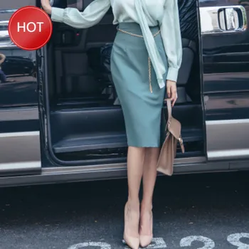 

2020 autumn new women's Korean fashion show thin high waist skirt women's skirts pure color