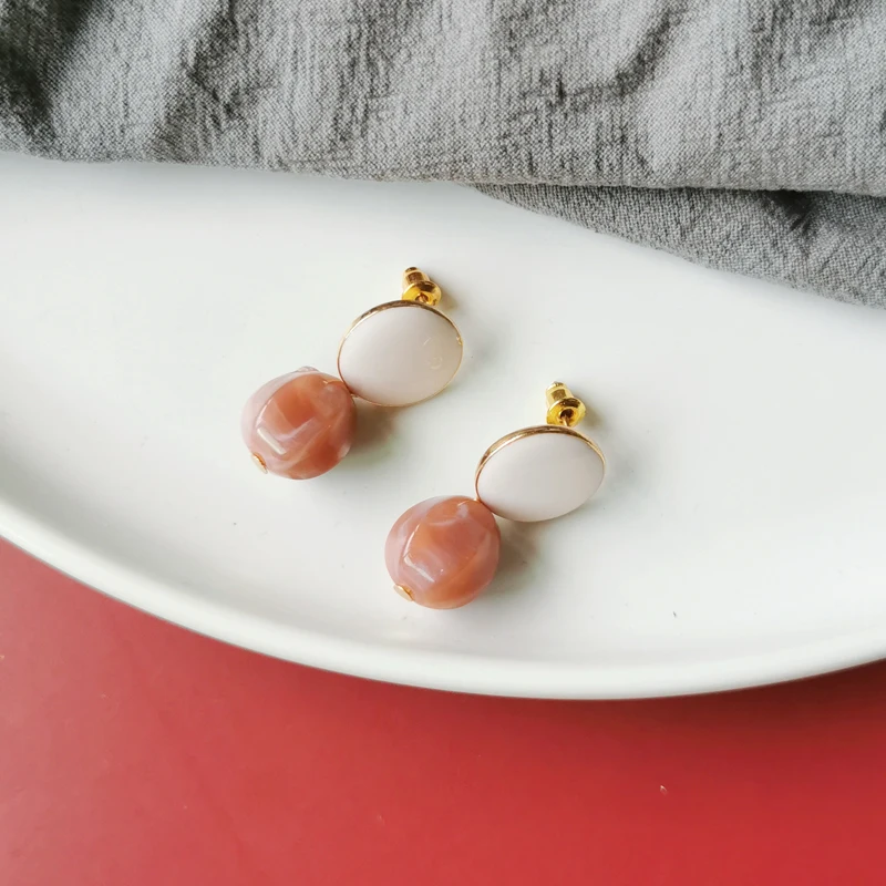 Милые дизайнерские Элегантные серьги из смолы - Окраска металла: pink stud