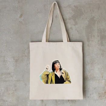 

Punk Canvas Bags New Arrivals Hot Fashion Art Women Female Shopping Bags Shoulder Bags Handbag Mia Wallace Character Painting