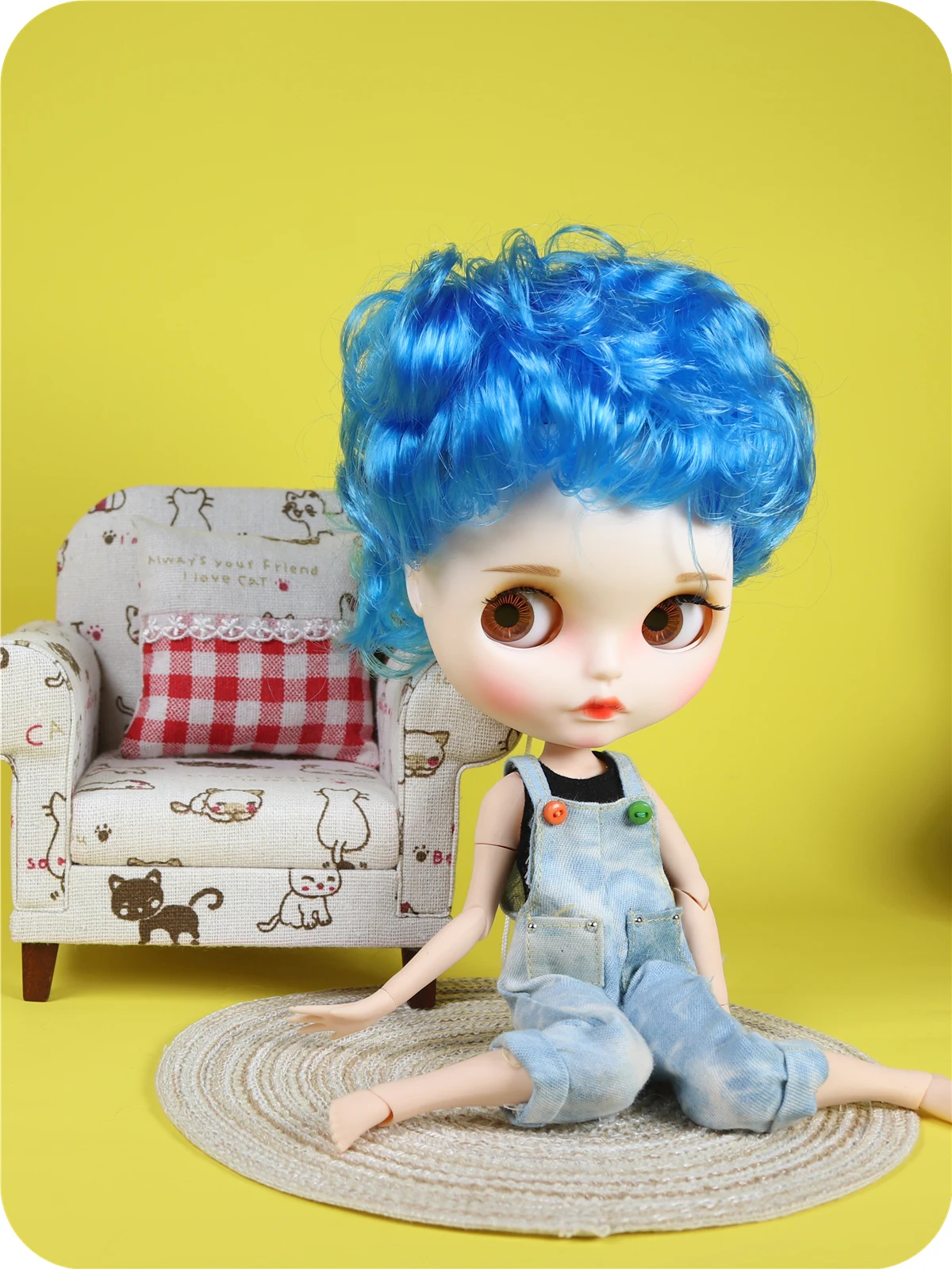 Addison – Premium Custom Neo Blythe Doll with Blue Hair, White Skin & Matte Cute Face 1