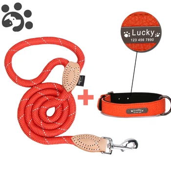 

Personalized Dog Leash Collar Set Reflective Dog Leashes Pet Dogs Custom Collar for Large Small Dog Puppy Name Tag Dogs Product