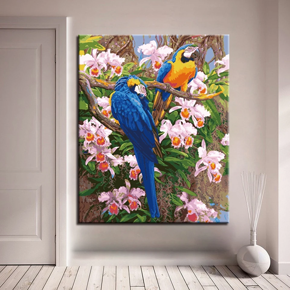 

Parrot DIY Painting By Numbers Kits Calligraphy Painting Acrylic Paint By Number For Home Decoration A work of art