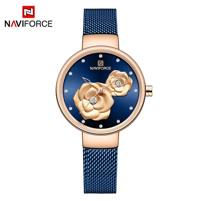 Роскошный бренд, NAVIFORCE, женские часы, модные, креативные, 3D, розовые, для женщин, бизнес, наручные часы, водонепроницаемые, Relogio Feminino - Цвет: blue
