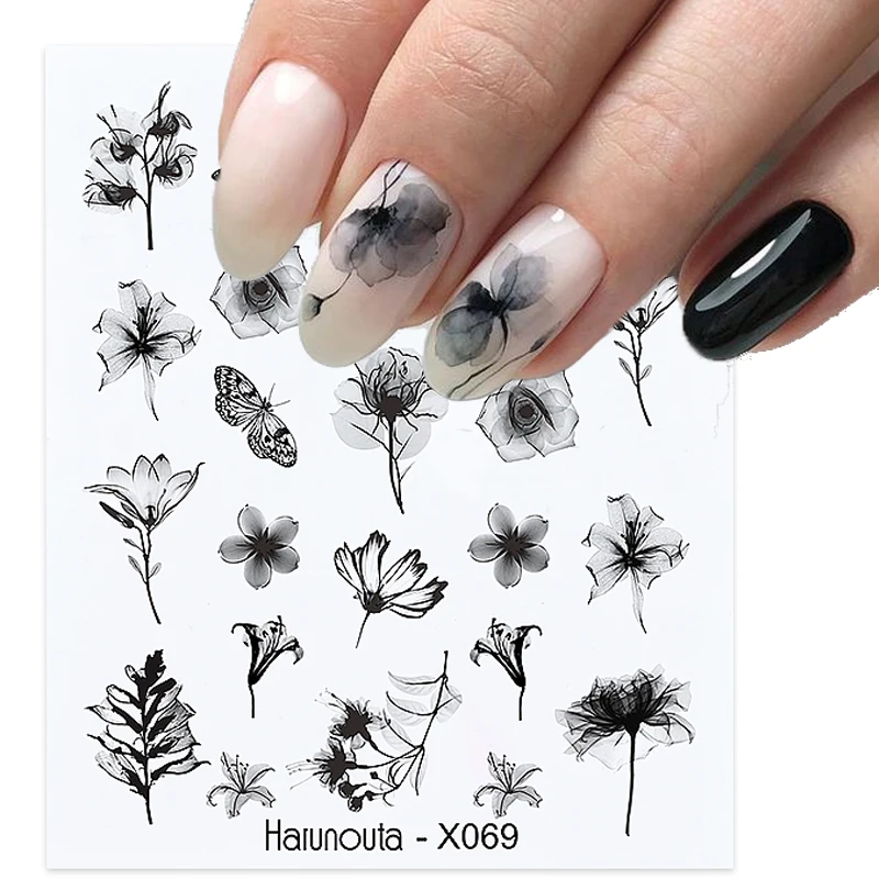 Nail Decals Harunouta Spring Summer Flower Leaf Tree Water Decals Stickers Nail Art Manicures
