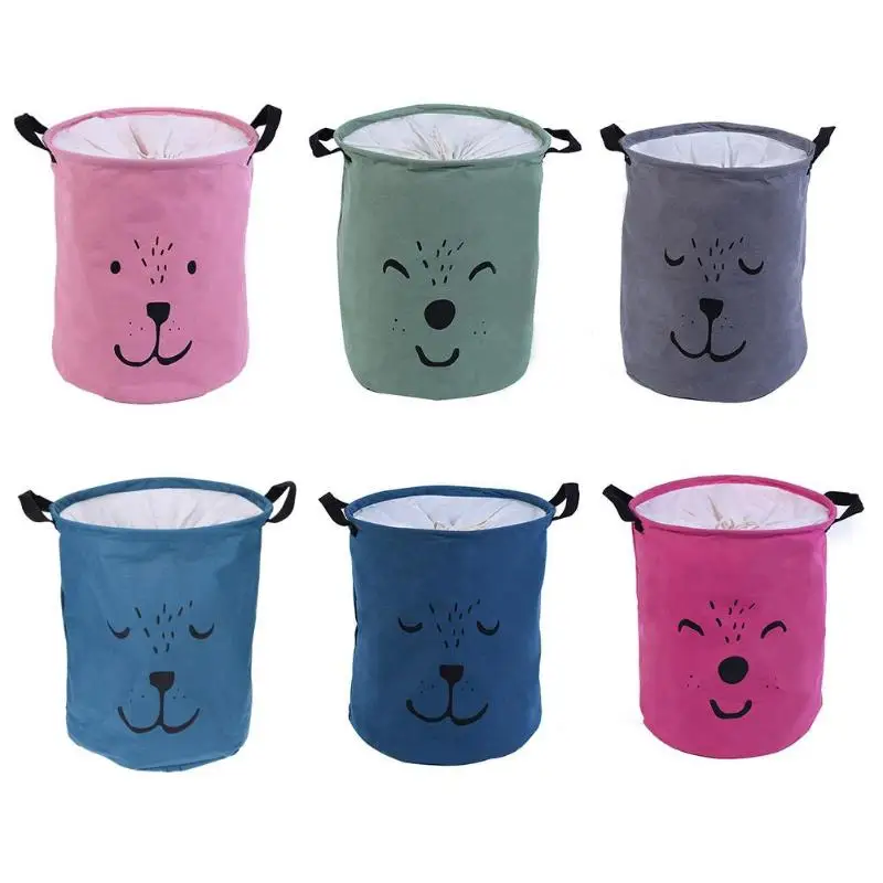 

Laundry Basket Storage Basket Organization Folding Toy Desk Cotton Linen with Handle Dirty Clothes Sundries Storage Basket