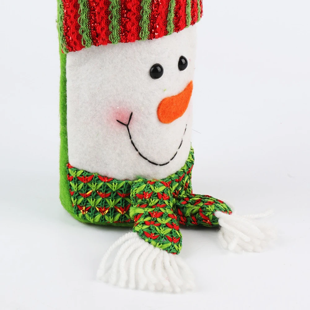 New Christmas Santa Snowman Elk Drawstring Bag Wine Bottle Cover Sleeve Table Decor