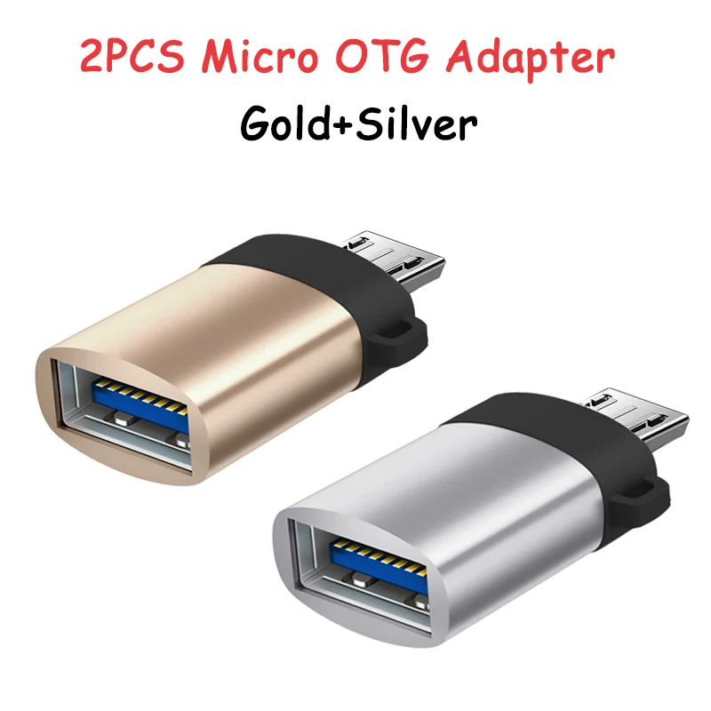 2 шт. Micro USB 3,0 OTG адаптер Micro Male-USB Female для samsung Xiaomi Honor huawei Redmi OPPO VIVO Realme Data 30 USB кабель - Цвет: Silver Gold 2PCS