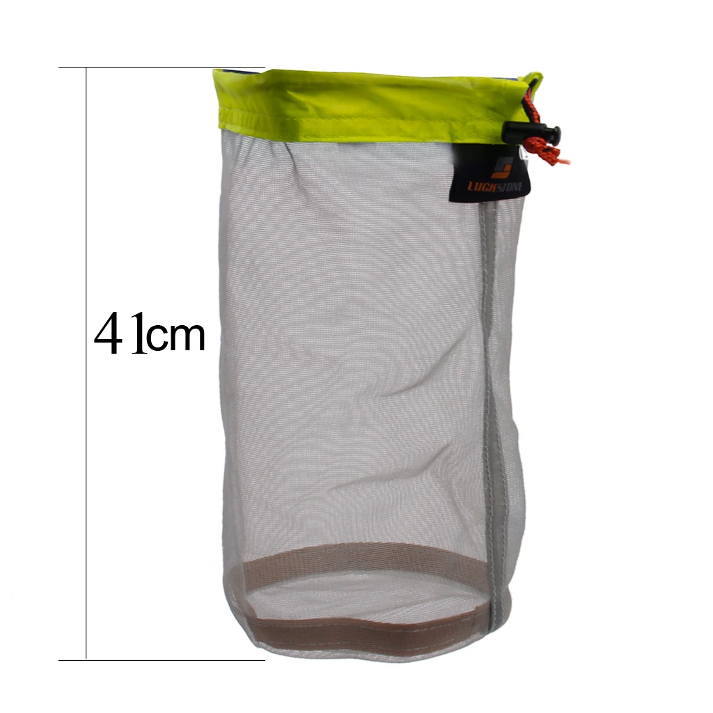 3 Pieces Outdoor Camping Nylon Durable Ultra-light Mesh Stuff Sack Drawstring Bags