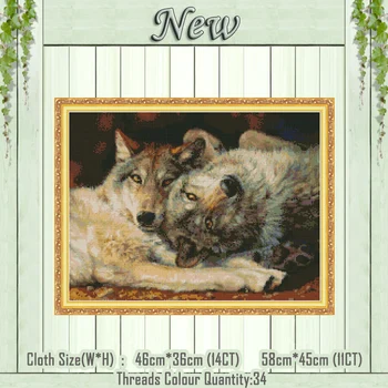 

forest Wolf love animal home decor painting counted printed on canvas DMC 14CT 11CT Cross Stitch Needlework Sets Embroidery kits