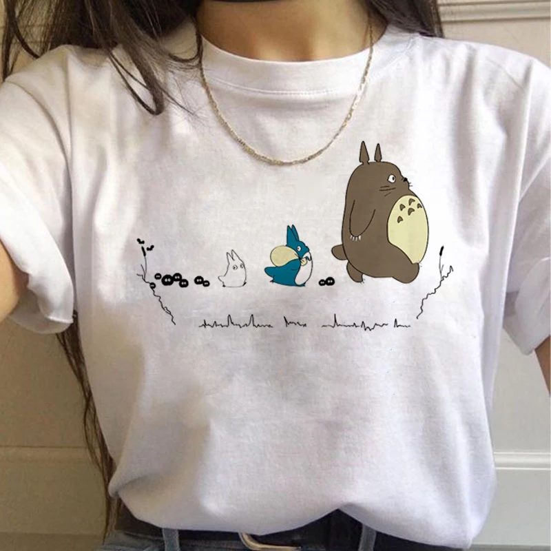 Totoro Studio Ghibli Harajuku футболка женская Miyazaki Hayao Ullzang Kwaii футболка с рисунком 90s футболка "Аниме" модная футболка женская