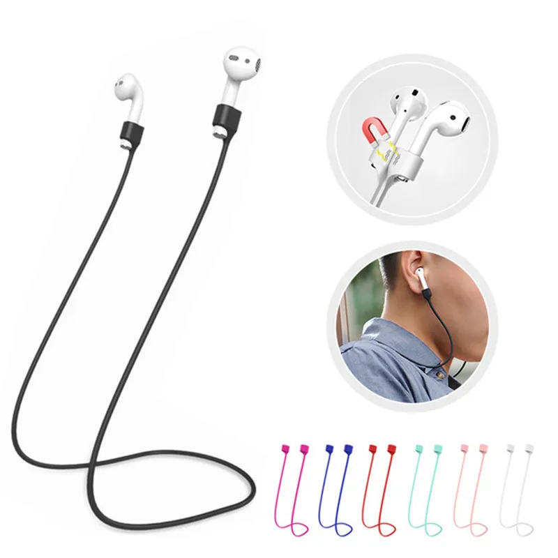 Magnetic-String-Rope Earphone Anti-Lost-Cords Apple Airpods Silicone 1-2-3 soft-Neck-Strap