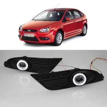 

LED COB Angel Eye Rings Front Projector Lens Fog Lights Assembled Lamp Bumper Replacement Cover Fit For Ford Focus 2007