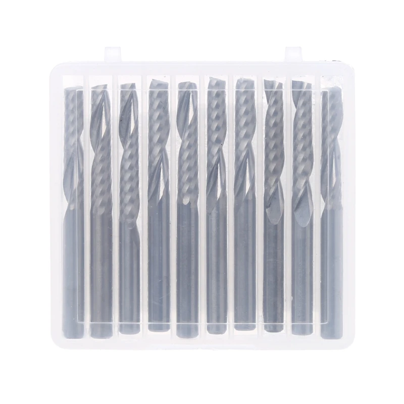 

10 Pcs 4mm Shank Single Flute Carbide Spiral End Mill Cutter Router Bits 22mm CEL R9JF
