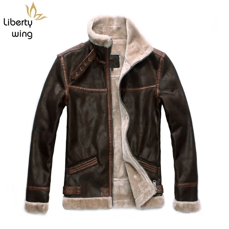 

Cosplay Men Faux Jacket Stand Collar Winter Fleece Lining Biker Coat Short Pu Leather Male Windproof Coats Plus Size 6XL