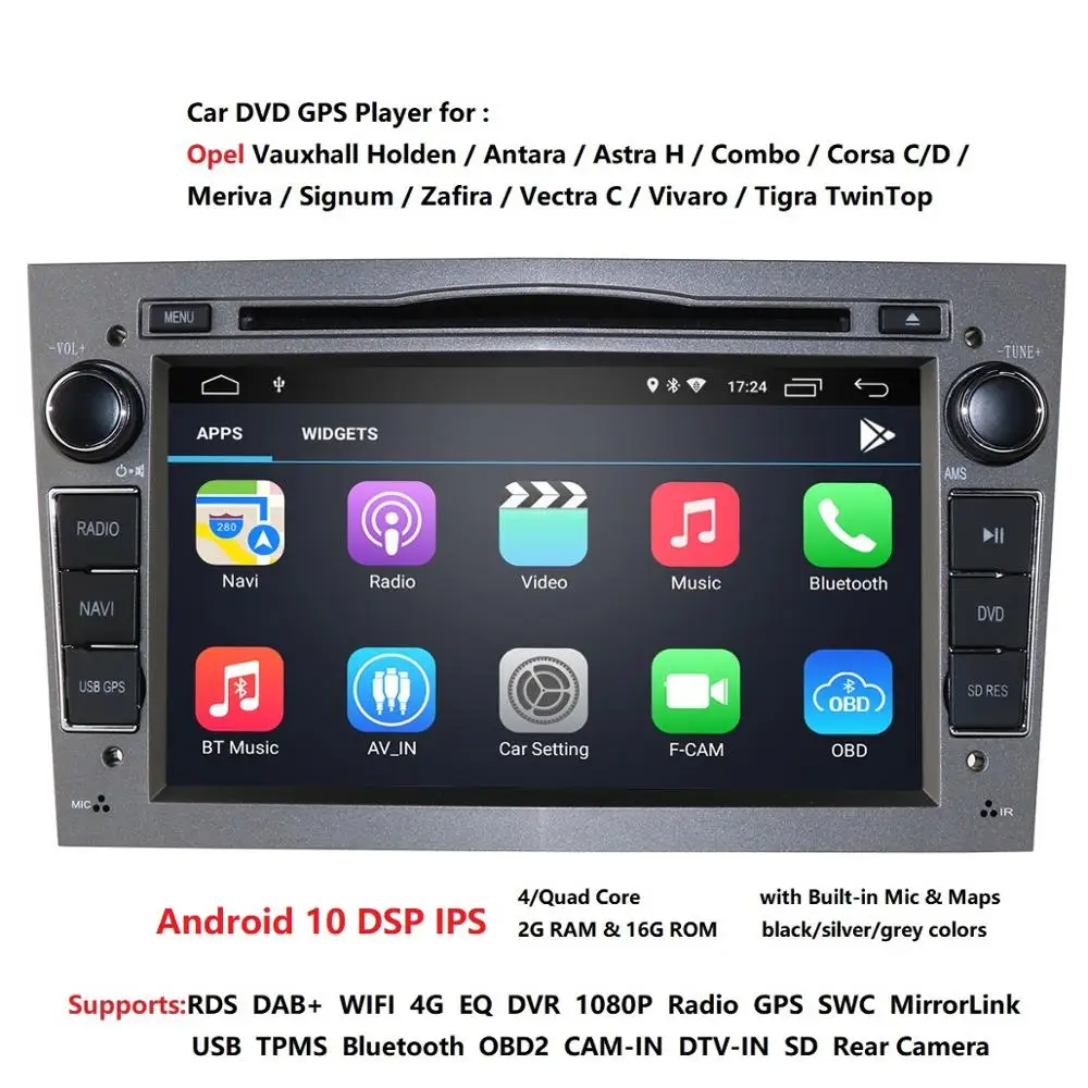 7 Inch 2 Din Android 10 Car DVD Player GPS IPS For Opel Astra H Meriva Vectra Corsa C D Antara Zafira Agila Vauxhall Radio | Автомобили и