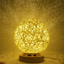 Sepak Takraw – lampe LED en rotin, veilleuse en forme de lune, USB, boule tricotée à la main, abat jour en bois, pour chambre à coucher, chevet, mariage, décoration de la maison