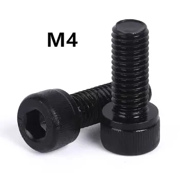 

100PCS DIN912 M4x5/6/8/10/12/14/16mm 12.9 Grade Alloy Steel Allen Hex Socket Cap Head Black Screw Bolt Furniture Fastener GB70.1