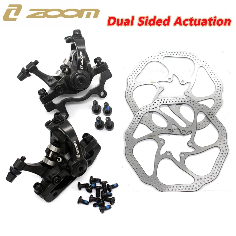 ZOOM MTB Road Bike Disc Brake Front & Rear Caliper dual sided actuation Disc Brake and 160mm rotor Mountain Bicycle Double Brake