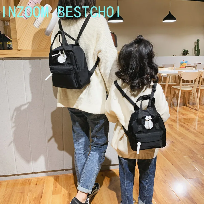 Canvas Backpack Mini Mochila School-Bag Adolescent Parent-Child Girls Womens for Female