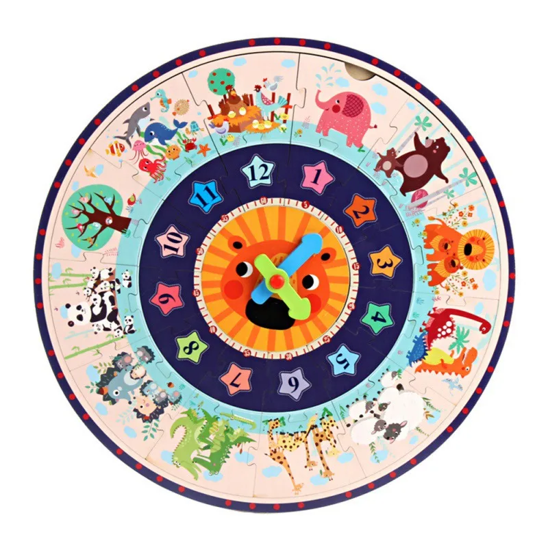 Новинка 2 в 1 деревянные 12 цифр красочные головоломки цифровые геометрические часы Детские Обучающие деревянные часы игрушки для детей
